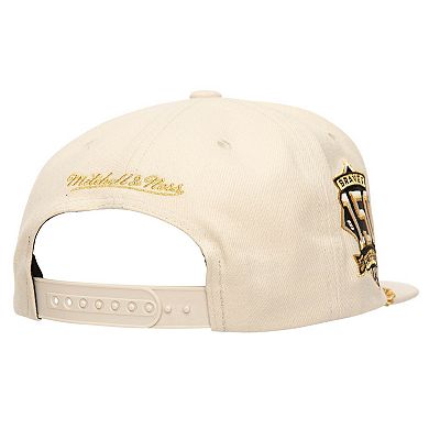 Men's Mitchell & Ness Cream Atlanta Braves Golden Ivory Snapback Hat