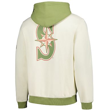 Men's New Era Cream/Green Seattle Mariners Color Pop Pullover Hoodie