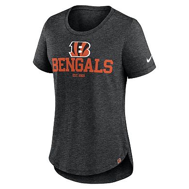 Women's Nike Heather Black Cincinnati Bengals Fashion Tri-Blend T-Shirt