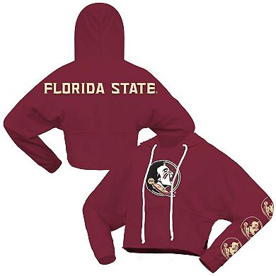 Women's Spirit Jersey Garnet Florida State Seminoles Oversized Cropped Pullover Hoodie