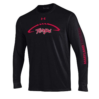 Men's Under Armour Black Maryland Terrapins Football Icon Performance Long Sleeve T-Shirt