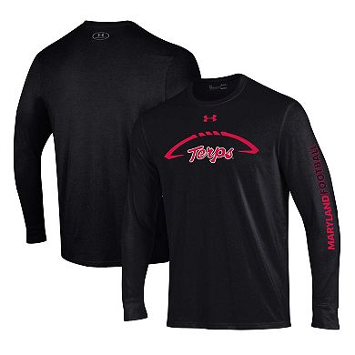 Men's Under Armour Black Maryland Terrapins Football Icon Performance Long Sleeve T-Shirt