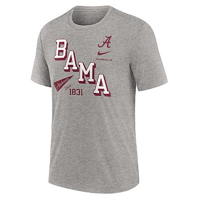 Men's Nike Heather Gray Alabama Crimson Tide Blitz Roll Call Tri-Blend T-Shirt