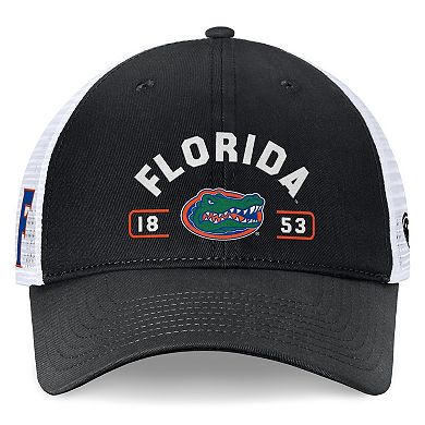 Men's Top of the World Black/White Florida Gators Free Kick Trucker Adjustable Hat