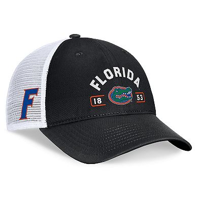 Men's Top of the World Black/White Florida Gators Free Kick Trucker Adjustable Hat