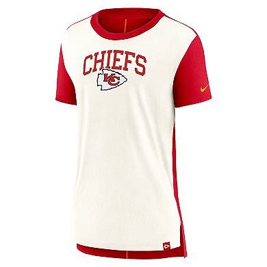 Women's Nike Cream/Red Kansas City Chiefs Wordmark Tri-Blend T-Shirt