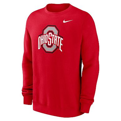 Men's Nike Scarlet Ohio State Buckeyes Primetime Evergreen Fleece Pullover Sweatshirt