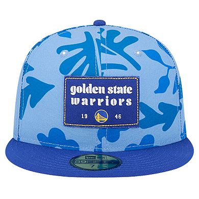 Men's New Era Royal Golden State Warriors Palm Fronds 2-Tone 59FIFTY Fitted Hat