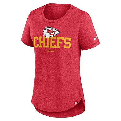 Women's Nike Heather Red Kansas City Chiefs Fashion Tri-Blend T-Shirt