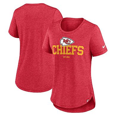 Women's Nike Heather Red Kansas City Chiefs Fashion Tri-Blend T-Shirt