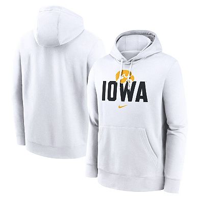 Men's Nike White Iowa Hawkeyes Primetime Club Fleece Pullover Hoodie