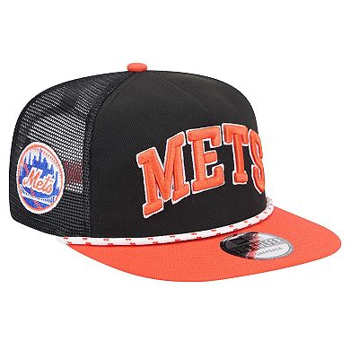 Men's New Era Black New York Mets Throwback Meshback Golfer Hat