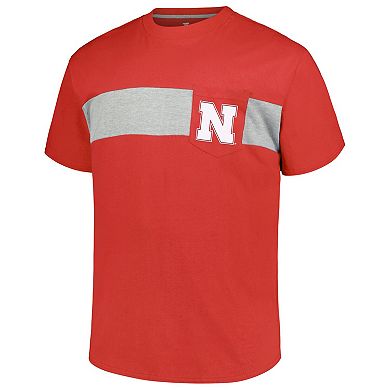 Men's Profile Scarlet Nebraska Huskers Big & Tall Color Stripe T-Shirt