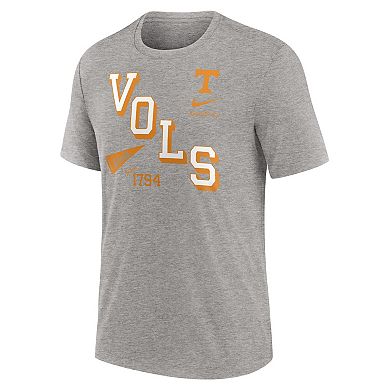 Men's Nike Heather Gray Tennessee Volunteers Blitz Roll Call Tri-Blend T-Shirt