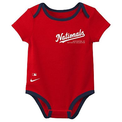 Newborn & Infant Nike Washington Nationals Three-Pack Bodysuit Set