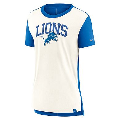 Women's Nike Cream/Blue Detroit Lions Wordmark Tri-Blend T-Shirt