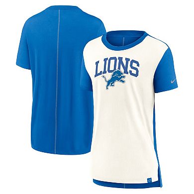 Women's Nike Cream/Blue Detroit Lions Wordmark Tri-Blend T-Shirt