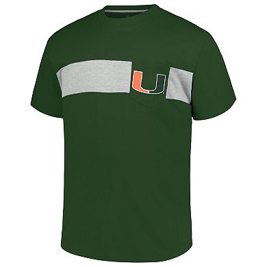 Men's Profile Green Miami Hurricanes Big & Tall Color Stripe T-Shirt