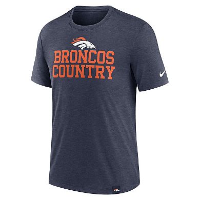 Men's Nike Heather Navy Denver Broncos Blitz Tri-Blend T-Shirt