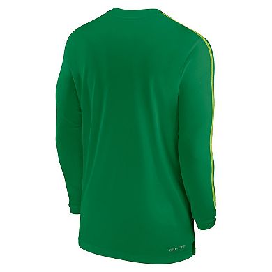 Men's Nike Green Oregon Ducks 2024 Sideline Coach UV Performance Long Sleeve T-Shirt