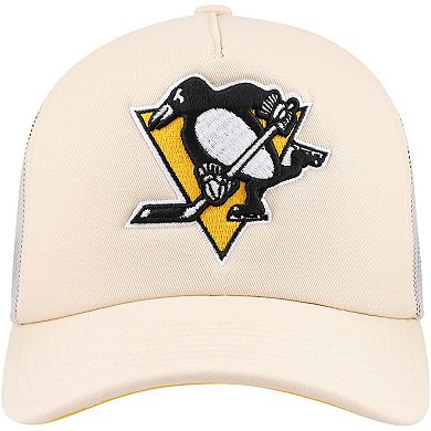 Men's Mitchell & Ness Cream Pittsburgh Penguins Foam Front Trucker Adjustable Hat