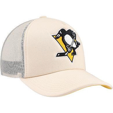 Men's Mitchell & Ness Cream Pittsburgh Penguins Foam Front Trucker Adjustable Hat