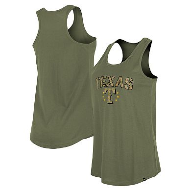 Women's New Era Olive Texas Rangers Armed Forces Day Tank Top