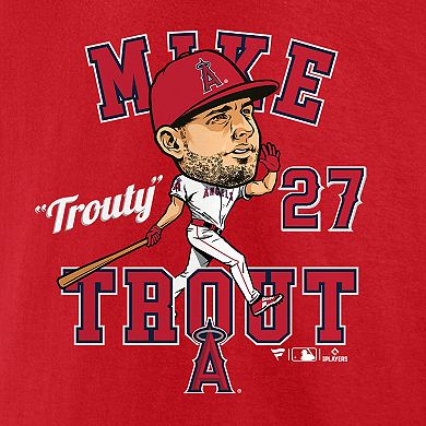 Men's Fanatics Mike Trout Red Los Angeles Angels Hometown Caricature T-Shirt