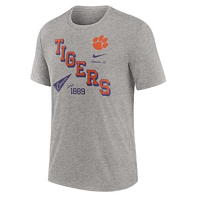 Men's Nike Heather Gray Clemson Tigers Blitz Roll Call Tri-Blend T-Shirt