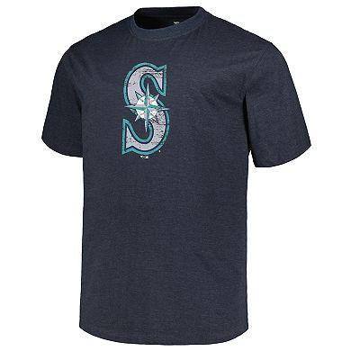 Men's Profile Heather Navy Seattle Mariners Big & Tall Weathered Logo T-Shirt