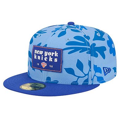 Men's New Era Blue New York Knicks Palm Fronds 2-Tone 59FIFTY Fitted Hat
