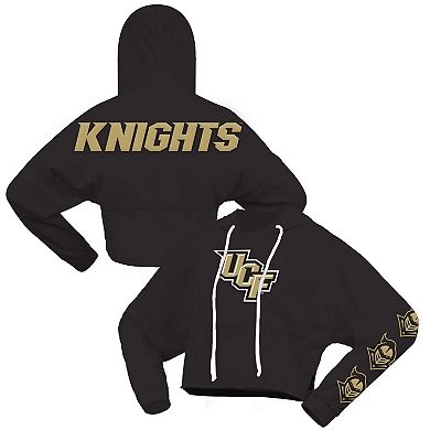 Women's Spirit Jersey Black UCF Knights Oversized Cropped Pullover Hoodie