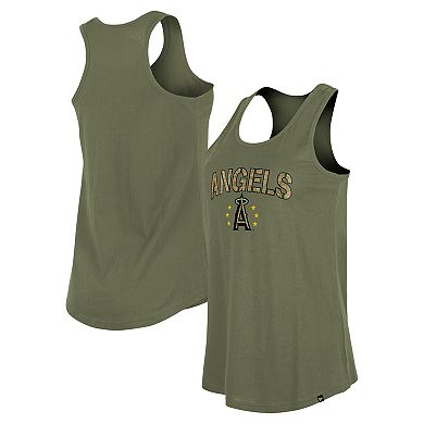 Women's New Era Olive Los Angeles Angels Armed Forces Day Tank Top