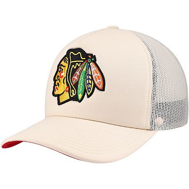 Men's Mitchell & Ness Cream Chicago Blackhawks Foam Front Trucker Adjustable Hat