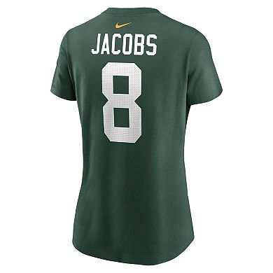 Women's Nike Josh Jacobs Green Green Bay Packers Player Name & Number T-Shirt