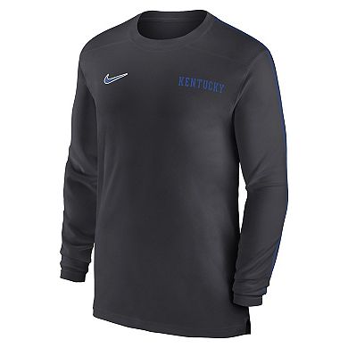 Men's Nike Anthracite Kentucky Wildcats 2024 Sideline Coach UV Performance Long Sleeve T-Shirt