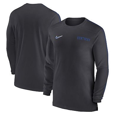 Men's Nike Anthracite Kentucky Wildcats 2024 Sideline Coach UV Performance Long Sleeve T-Shirt