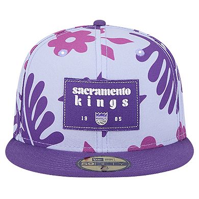 Men's New Era Purple Sacramento Kings Palm Fronds 2-Tone 59FIFTY Fitted Hat