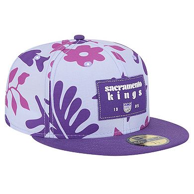 Men's New Era Purple Sacramento Kings Palm Fronds 2-Tone 59FIFTY Fitted Hat