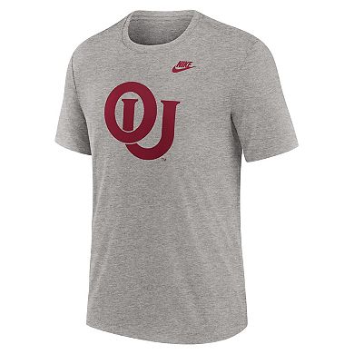 Men's Nike Heather Gray Oklahoma Sooners Blitz Evergreen Legacy Primary Tri-Blend T-Shirt