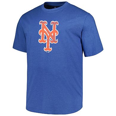 Men's Profile Heather Royal New York Mets Big & Tall Weathered Logo T-Shirt