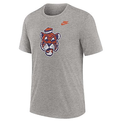 Men's Nike Heather Gray Clemson Tigers Blitz Evergreen Legacy Primary Tri-Blend T-Shirt