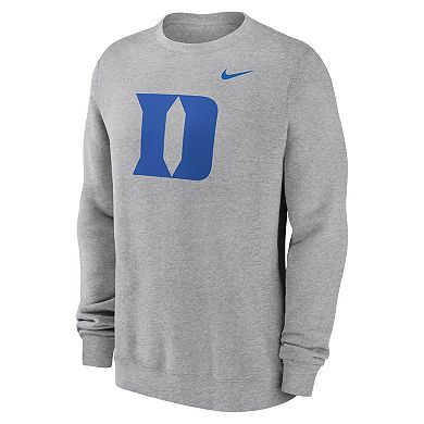 Men's Nike Heather Gray Duke Blue Devils Primetime Evergreen Fleece Pullover Sweatshirt