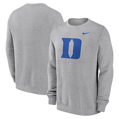 Men's Nike Heather Gray Duke Blue Devils Primetime Evergreen Fleece Pullover Sweatshirt