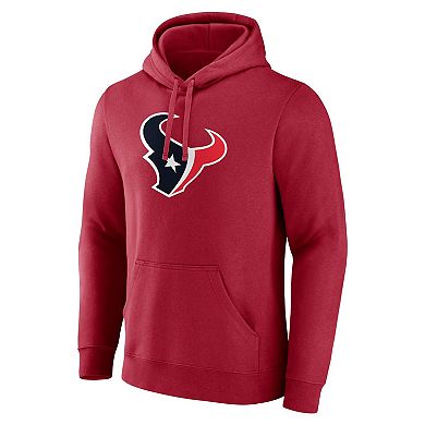 Men's Fanatics Branded  Red Houston Texans Primary Logo Pullover Hoodie