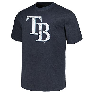 Men's Profile Heather Navy Tampa Bay Rays Big & Tall Weathered Logo T-Shirt