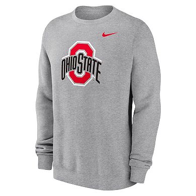 Men's Nike Heather Gray Ohio State Buckeyes Primetime Evergreen Fleece Pullover Sweatshirt