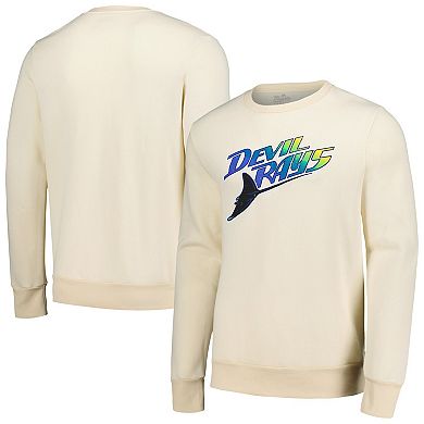 Men's Majestic Threads Oatmeal Tampa Bay Rays Fleece Pullover Sweatshirt