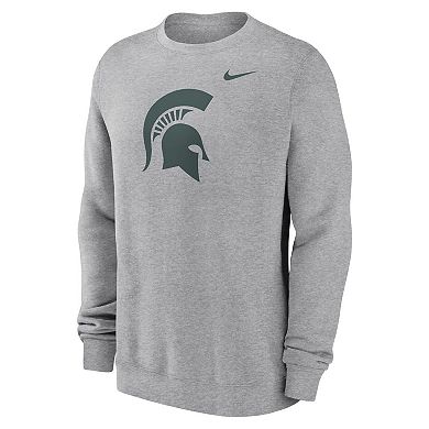 Men's Nike Heather Gray Michigan State Spartans Primetime Evergreen Fleece Pullover Sweatshirt
