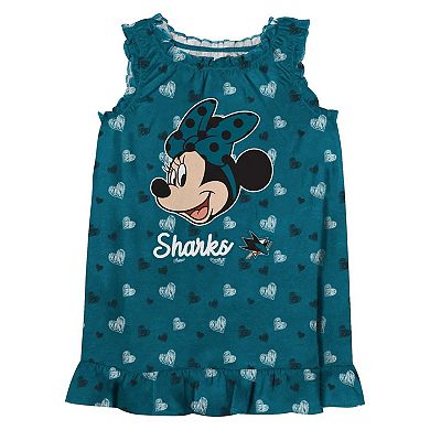 Girls Infant Teal San Jose Sharks 2-Piece Minnie Mouseâ€™s Bow Tank Top & Bloomers Set